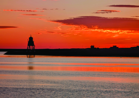 Christmas day's fiery sky-sunset over south shields